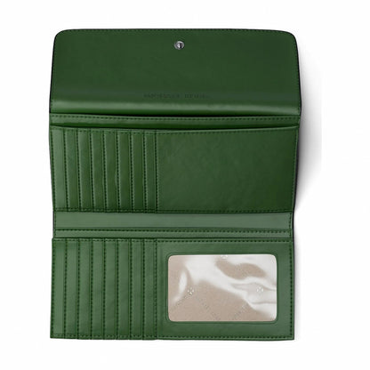 Michael Kors Jet Set Travel Signature Logo Tri-Fold Wallet - AMAZON GREEN
