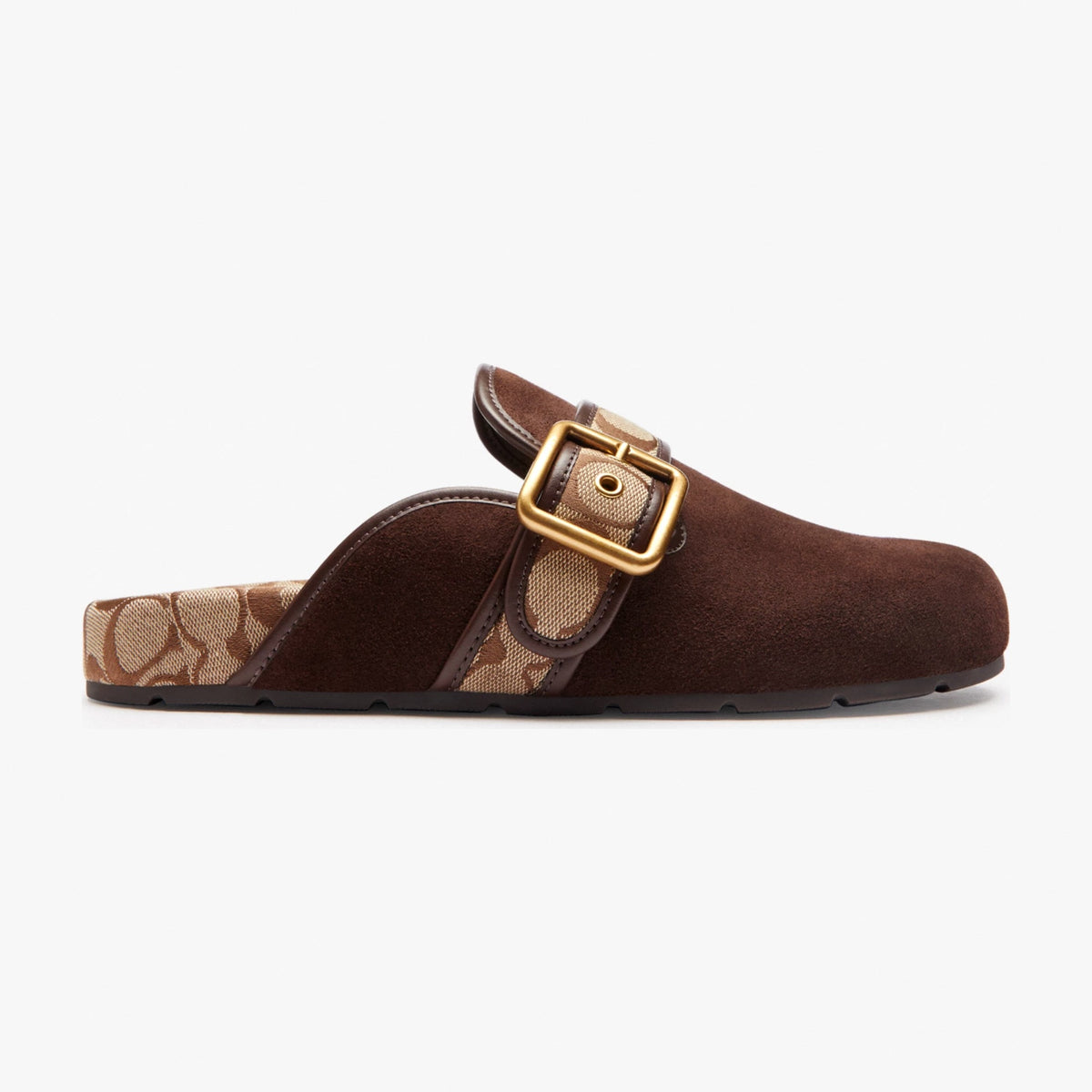 Coach Archival Buckle Clog With Signature Jacquard - Chocolate Brown