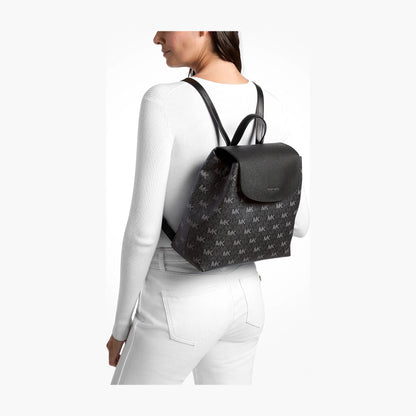 Michael Kors Maya Medium Signature Logo Backpack - BLACK