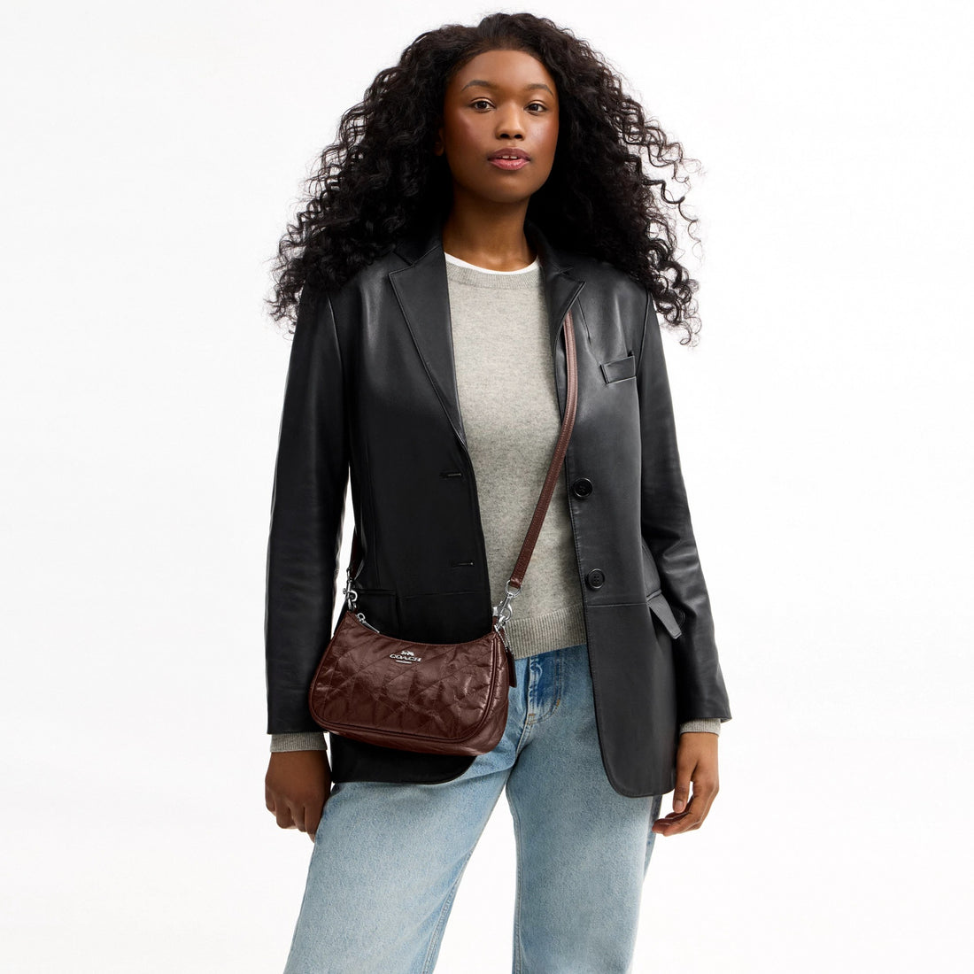 Coach Teri Shoulder Bag With Quilting - Silver/Maple