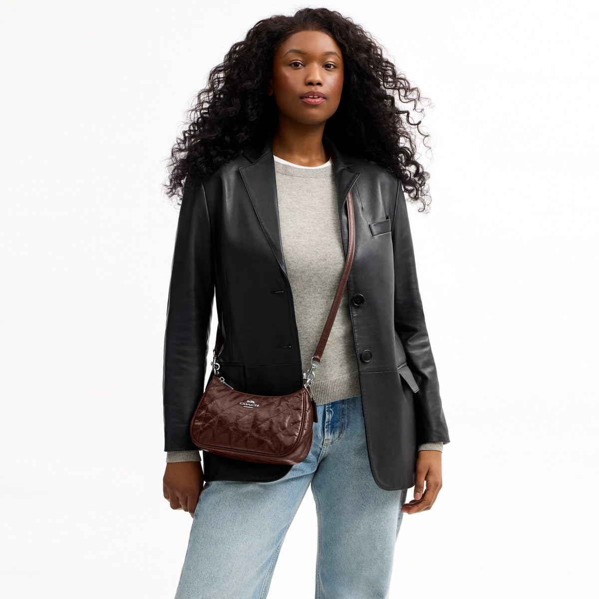 Coach Teri Shoulder Bag With Quilting - Silver/Maple