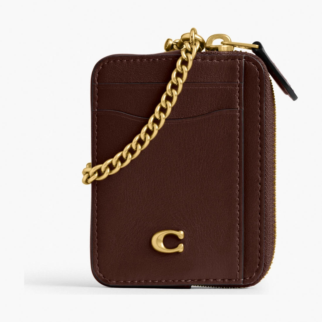 Coach Essential Chain Card Case - Brass/Maple