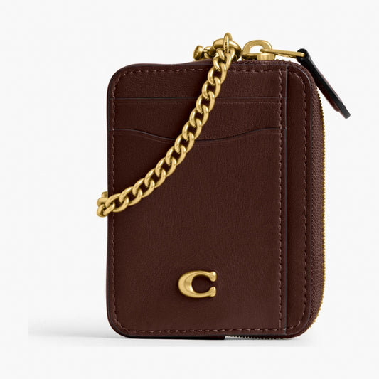 Coach Essential Chain Card Case - Brass/Maple