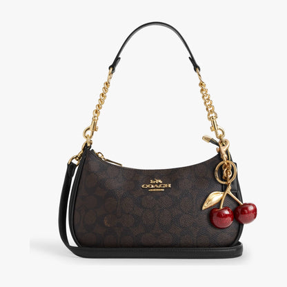 Coach Teri Shoulder Bag In Signature Canvas - Gold/Walnut/Black