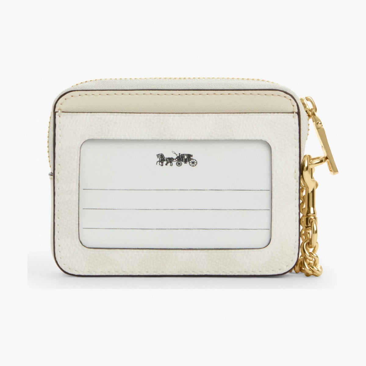 Coach Zip Card Case In Signature Canvas - Gold/White/Chalk