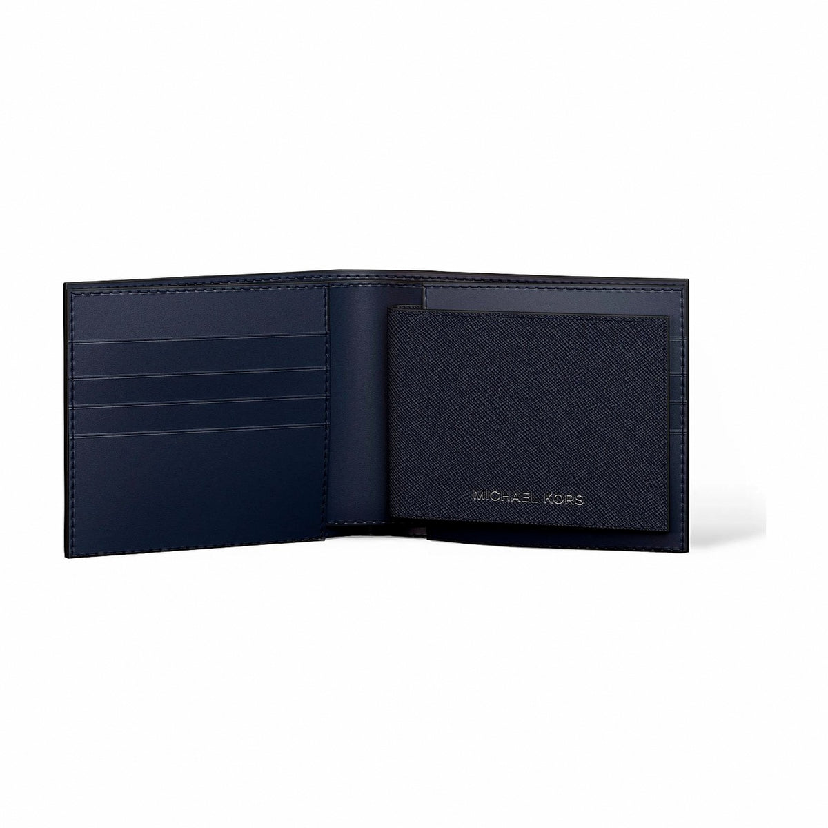 Michael Kors Cooper Saffiano Leather Billfold Wallet With Passcase - NAVY