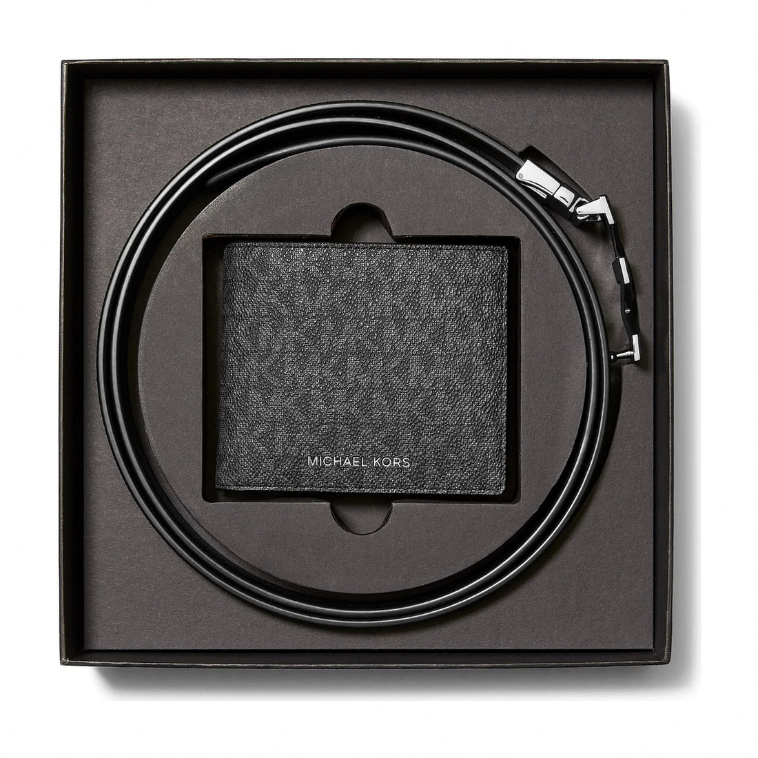 Michael Kors Signature Logo Wallet and Reversible Belt Gift Set - BLACK