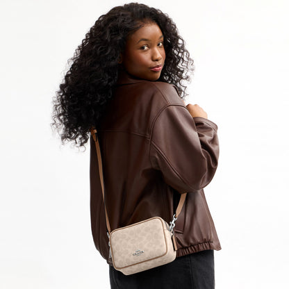 Coach Mini Carey Crossbody Bag In Signature Canvas - Silver/Sand/Taupe