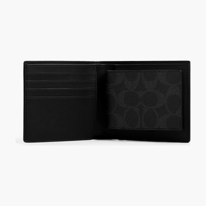 Coach 3-In-1 Wallet In Signature Canvas - Black Signature