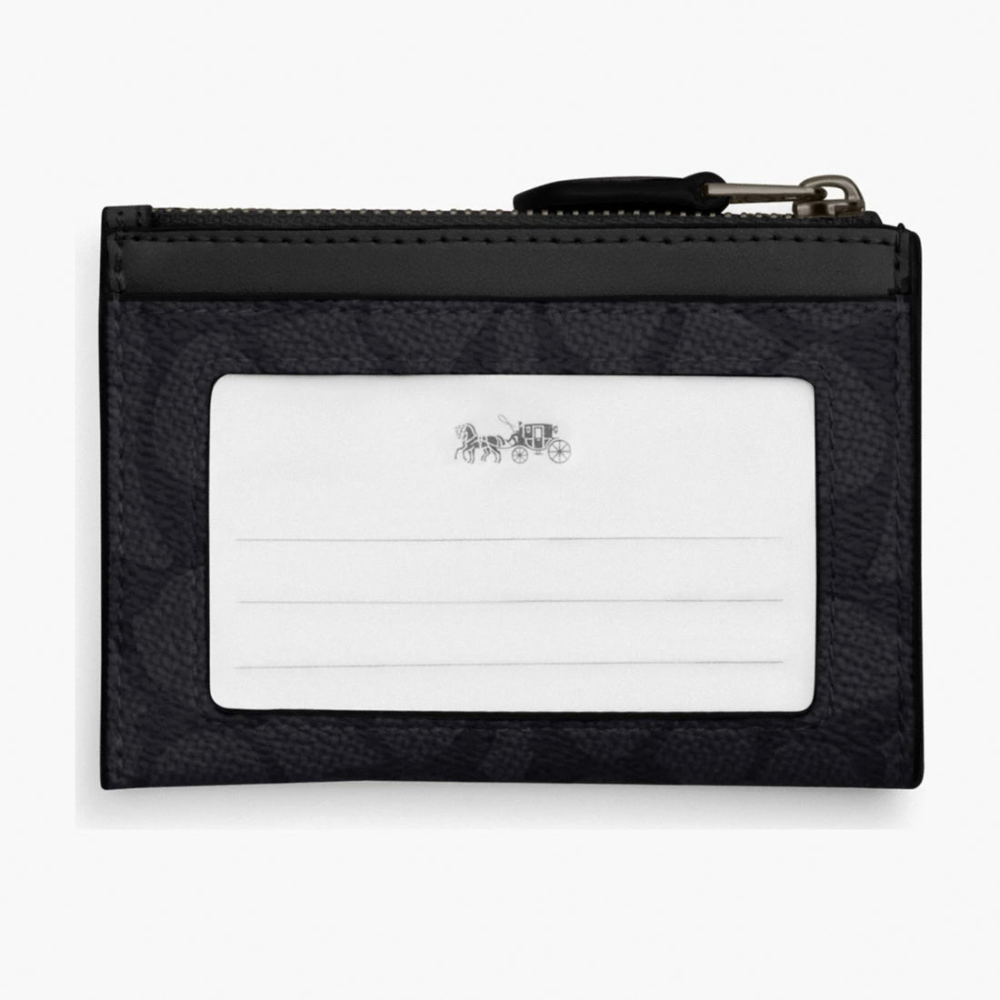 Coach Mini Skinny ID Case In Signature Canvas - Gunmetal/Charcoal/Black