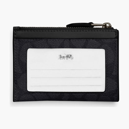 Coach Mini Skinny ID Case In Signature Canvas - Gunmetal/Charcoal/Black