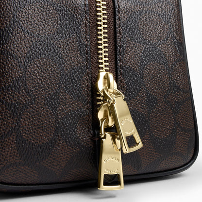 Coach Sydney Shoulder Bag In Signature Canvas - Gold/Walnut/Black