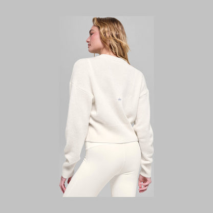 Alo Yoga Wool Cashmere Cropped New Class Crewneck Sweater - Ivory