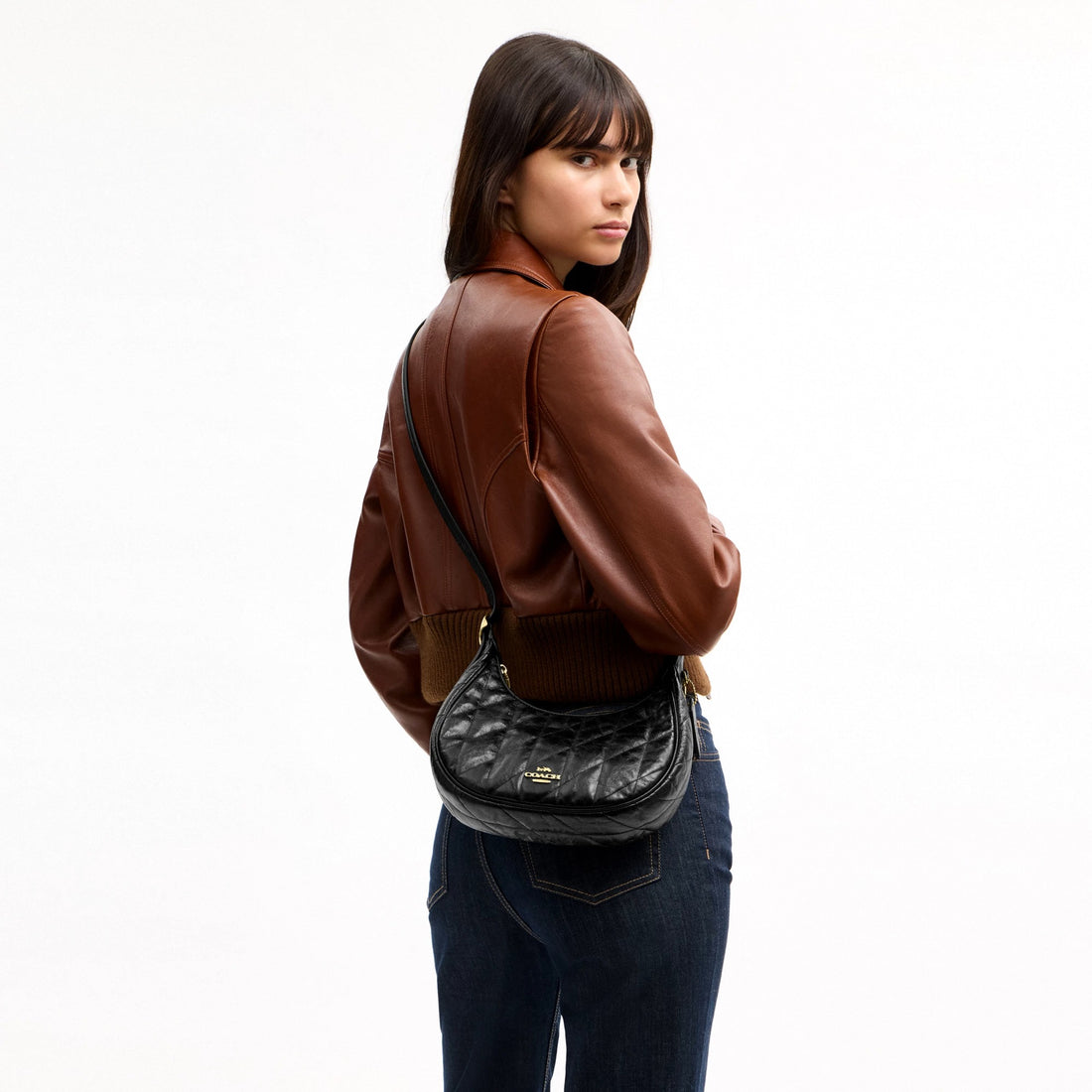 Coach Emily Shoulder Bag With Quilting - Gold/Black