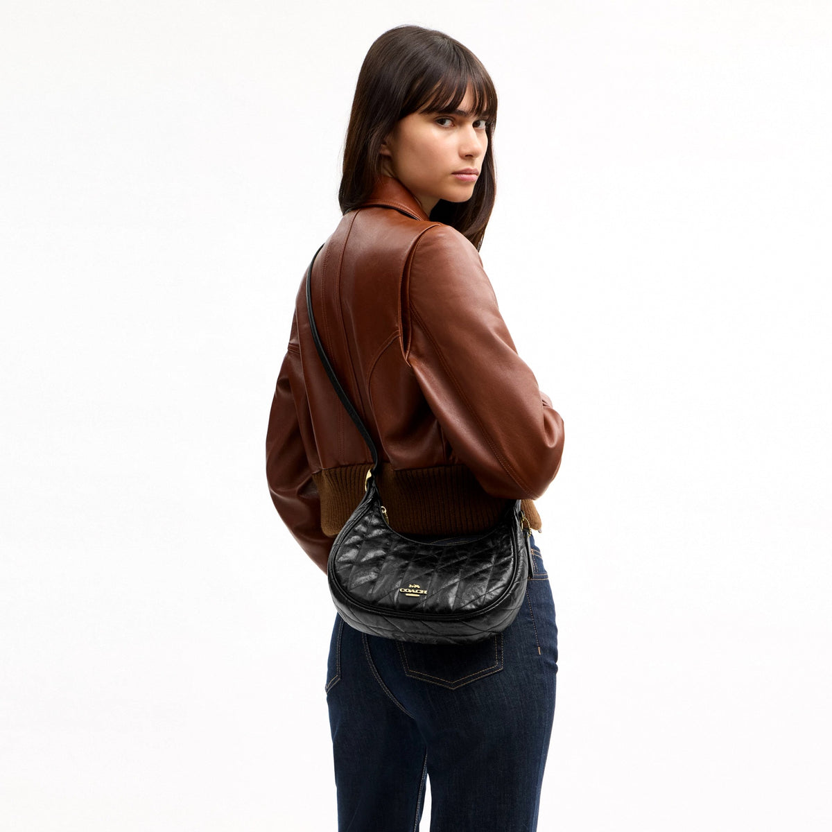 Coach Emily Shoulder Bag With Quilting - Gold/Black