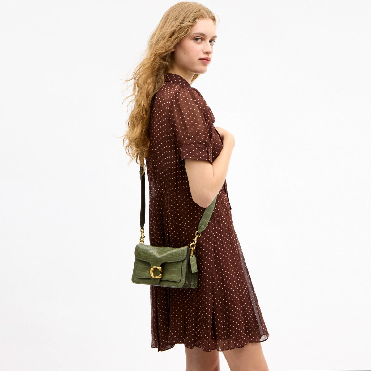Coach Tabby Shoulder Bag 26 In Alligator - Brass/Moss