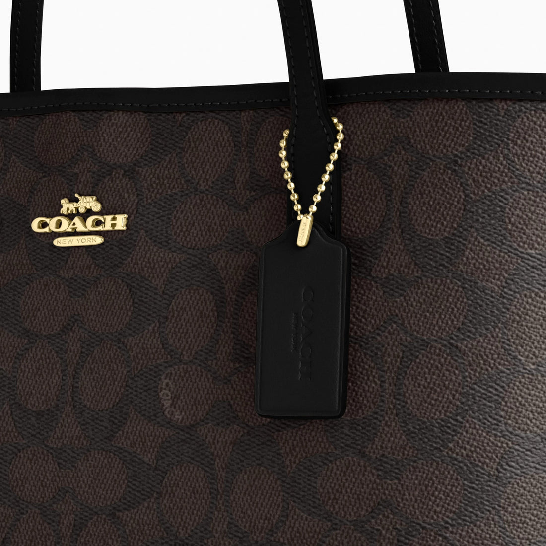 Coach Medium City Tote Bag In Signature Canvas - Gold/Walnut/Black