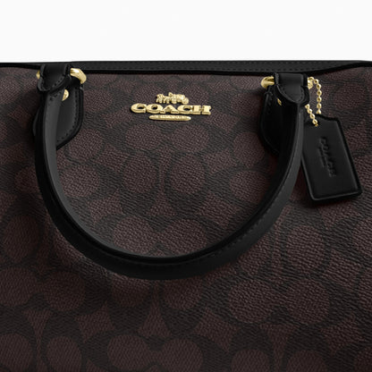 Coach Rowan Satchel Bag In Signature Canvas - Gold/Walnut/Black