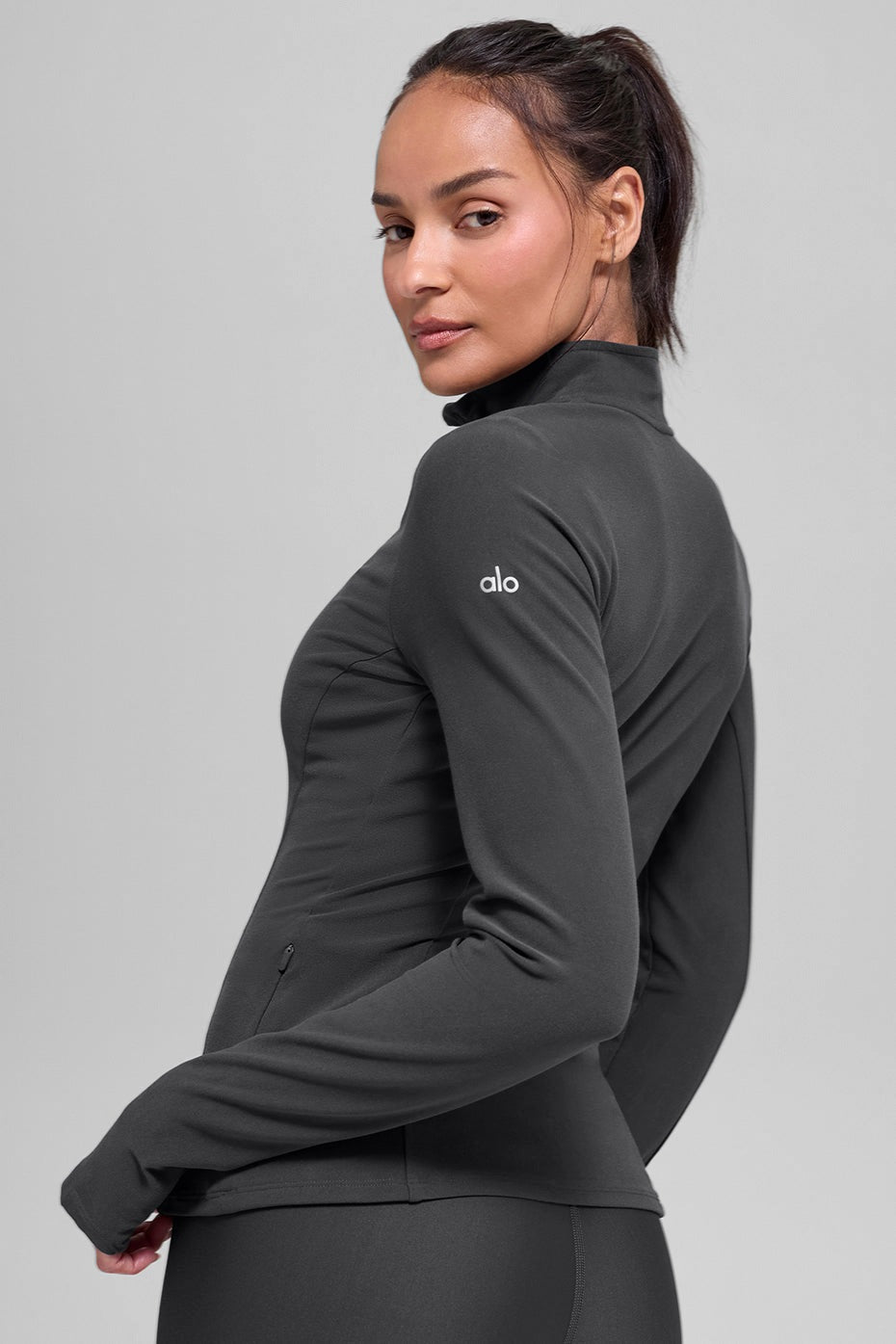 Alo Yoga Alosoft 1/2 Zip Rapid Pullover - Anthracite