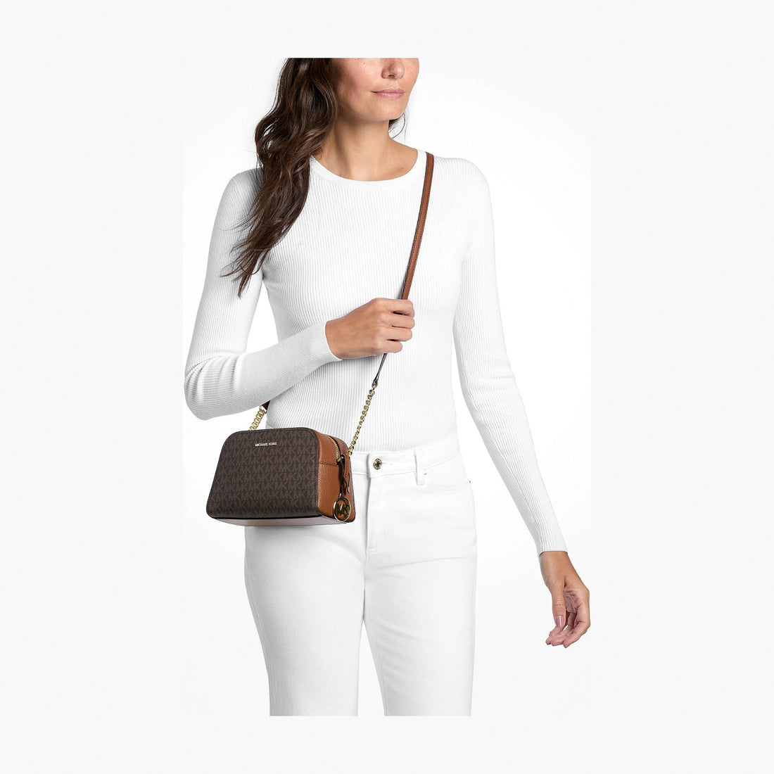 Michael Kors Ashton Extra-Small Signature Logo Camera Crossbody Bag - BROWN