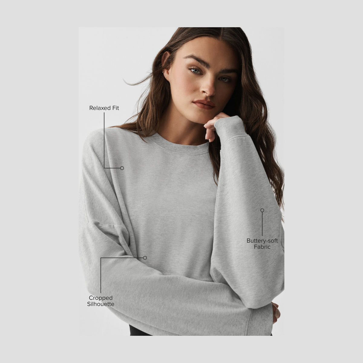 Alo Yoga Cropped Sway Crew Neck Pullover - Athletic Heather Grey