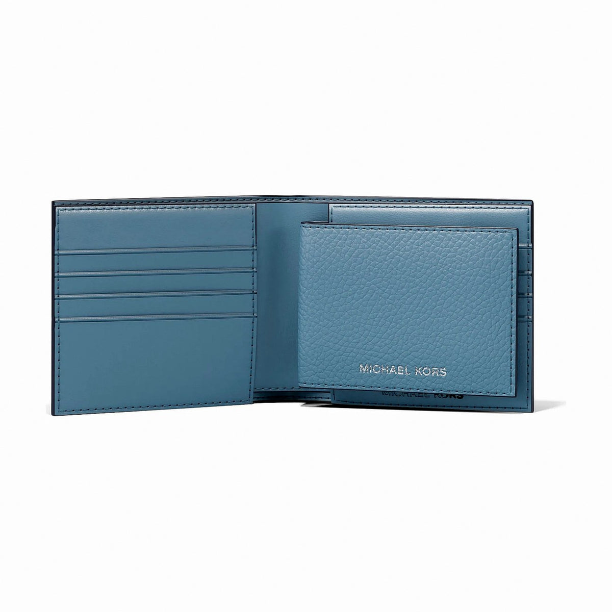 Michael Kors Cooper Pebbled Leather Billfold Wallet With Passcase - DENIM