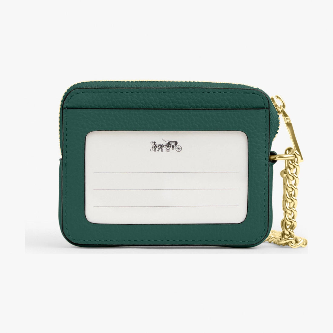 Coach Zip Card Case - Gold/Emerald