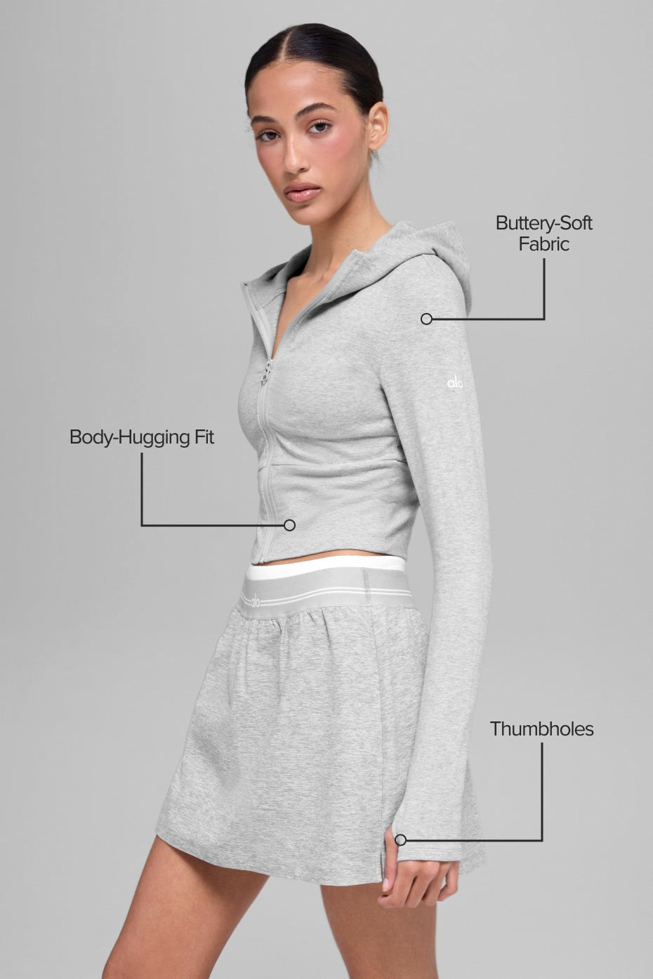 Alo Yoga Sway Full Zip Hoodie - Athletic Heather Grey