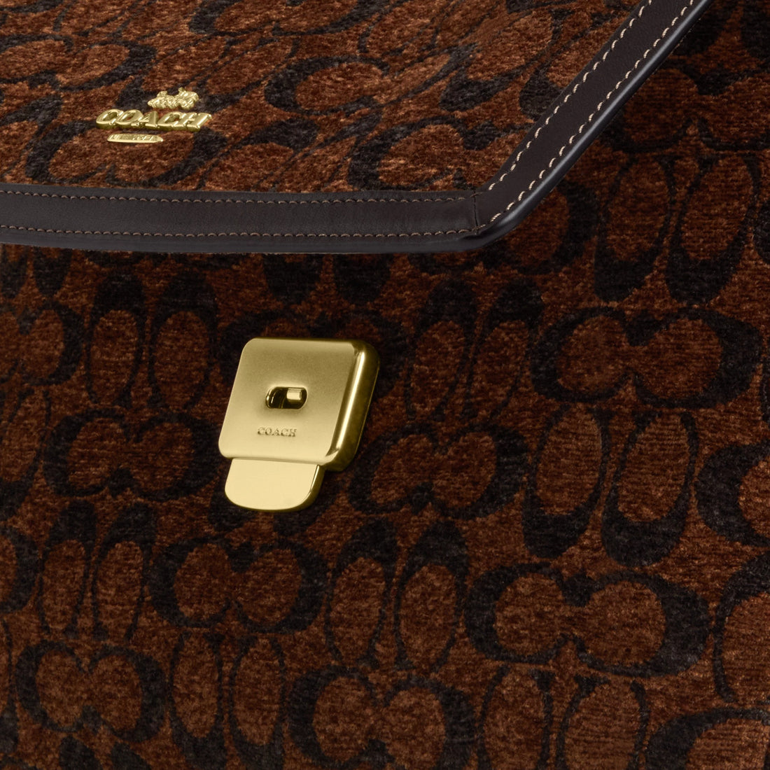Coach Etta Flap Bag In Signature Chenille - Gold/Truffle