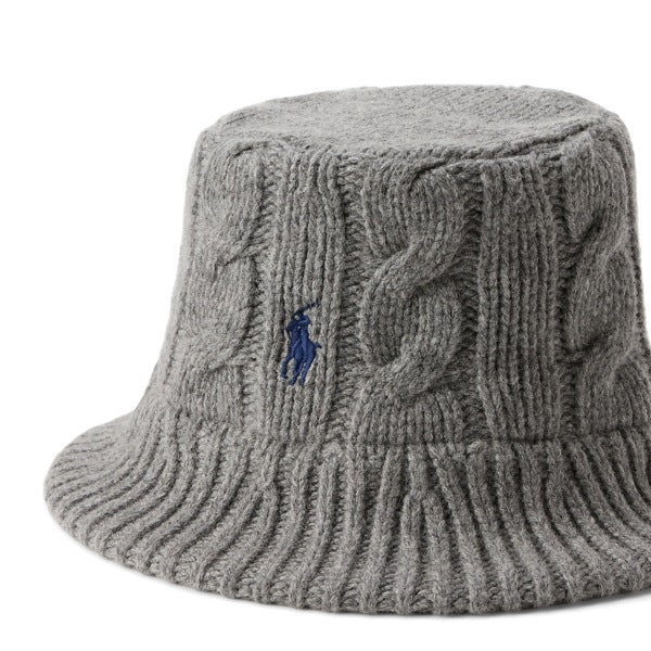 Polo Ralph Lauren Cable-Knit Wool-Blend Bucket Hat - Med Grey Htr