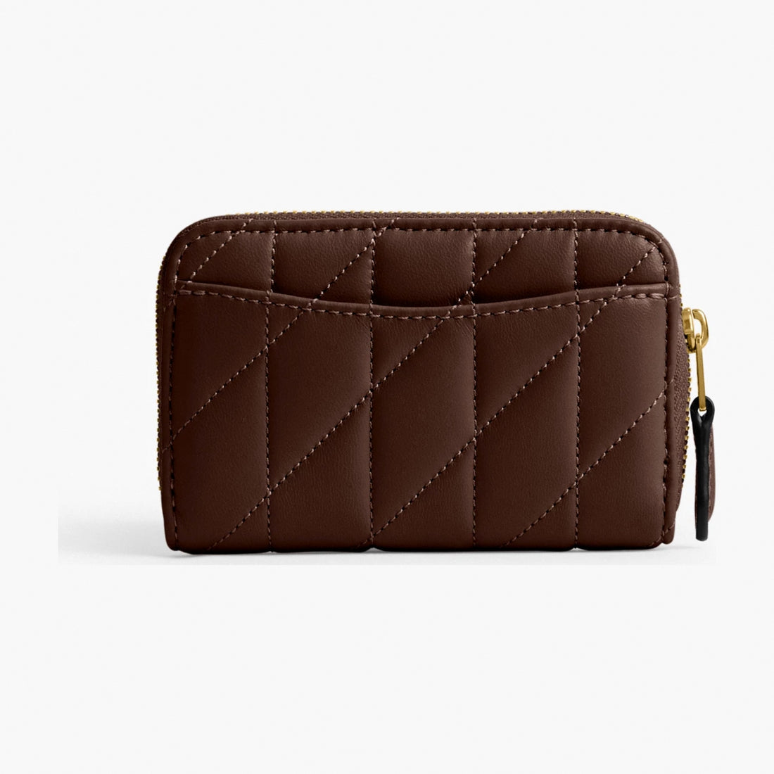Coach Essential Small Zip Around Card Case With Pillow Quilting - Brass/Maple