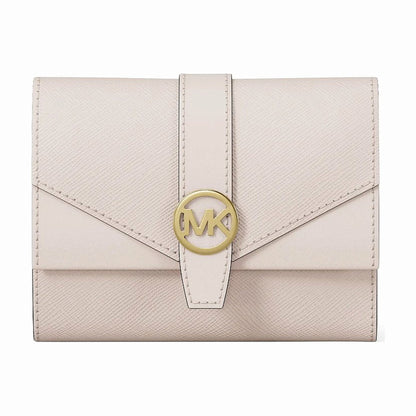 Michael Kors Greenwich Medium Saffiano Leather Trifold Wallet - LT CREAM