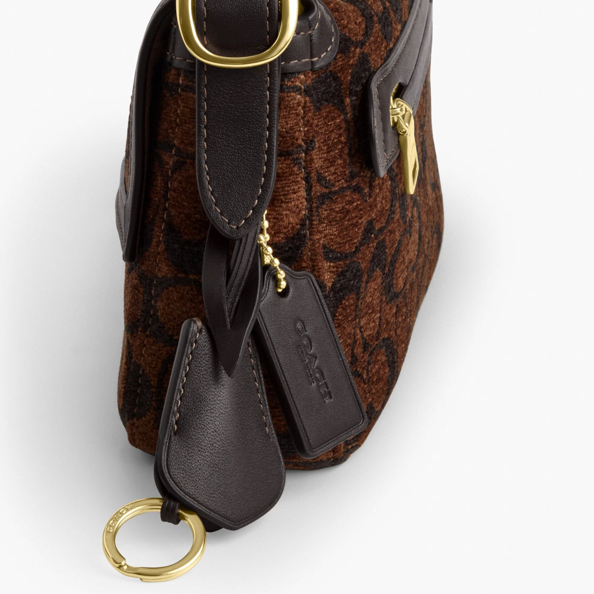 Coach Etta Small Flap Shoulder Bag In Signature Chenille - Gold/Truffle