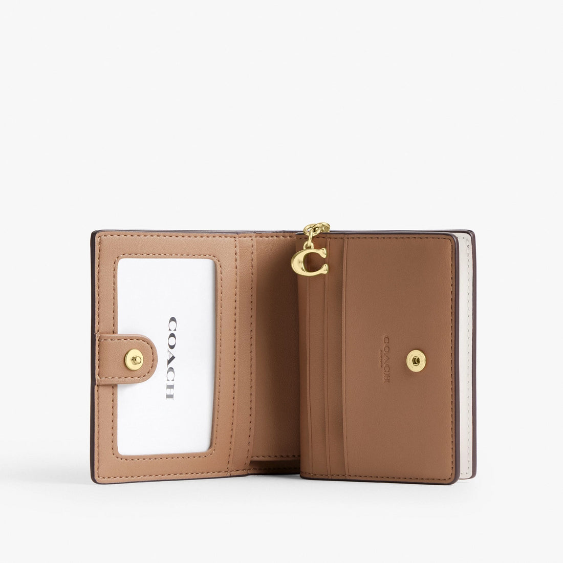 Coach Snap Wallet In Signature Canvas - Gold/Sand/Chalk