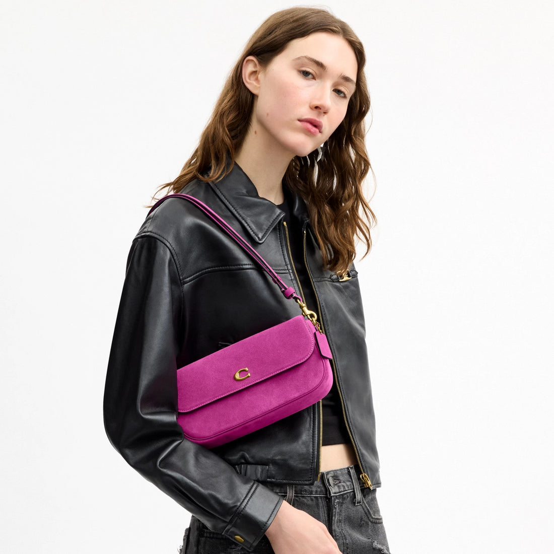 Coach Brook Flap Chain Bag - Brass/Magenta