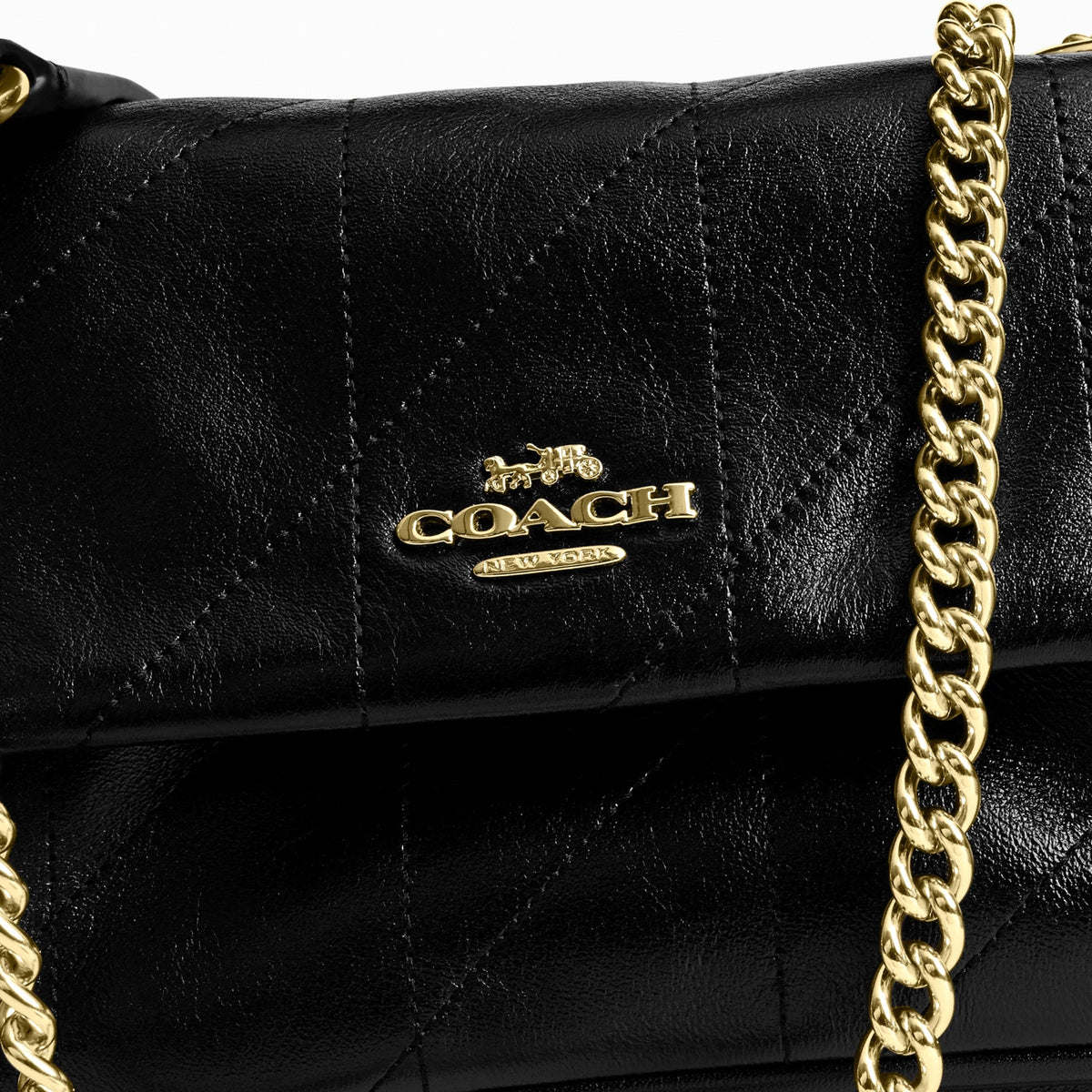 Coach Elodie Crossbody Bag 18 With Quilting - Gold/Black