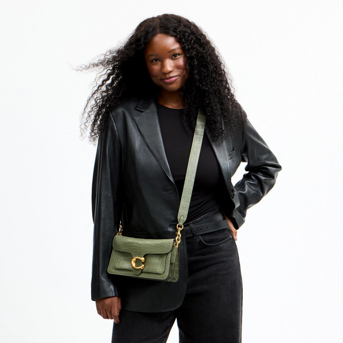 Coach Tabby Shoulder Bag 26 In Alligator - Brass/Moss