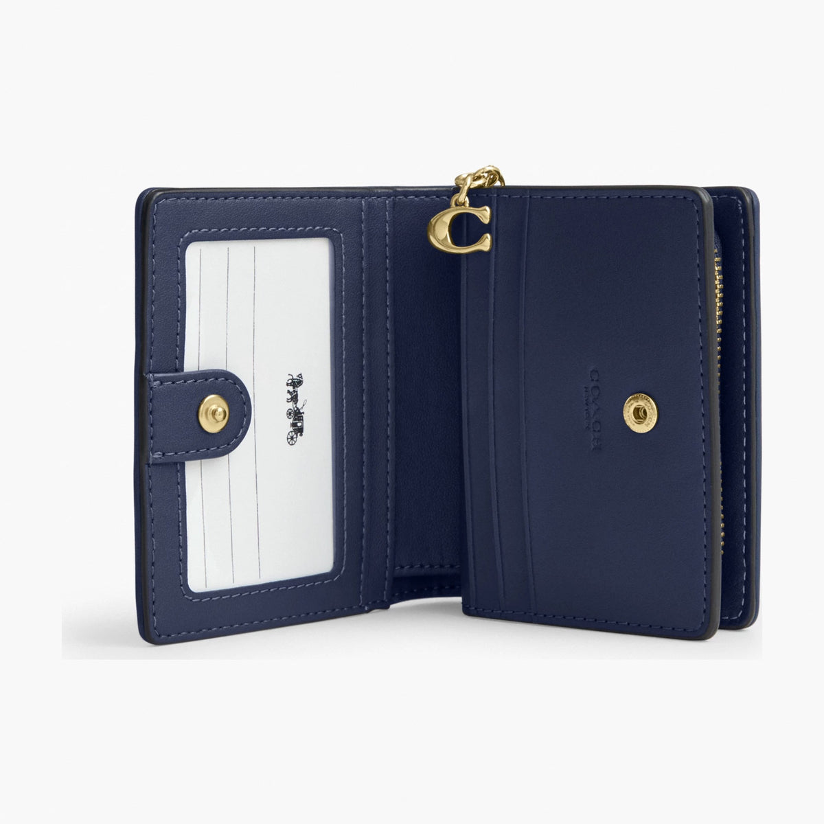 Coach Snap Wallet In Signature Chenille - Gold/Navy