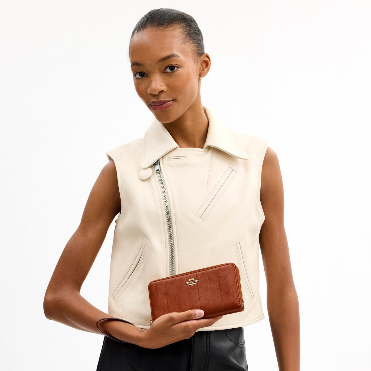 Coach Long Zip Around Wallet With Quilting - Gold/Cinnamon