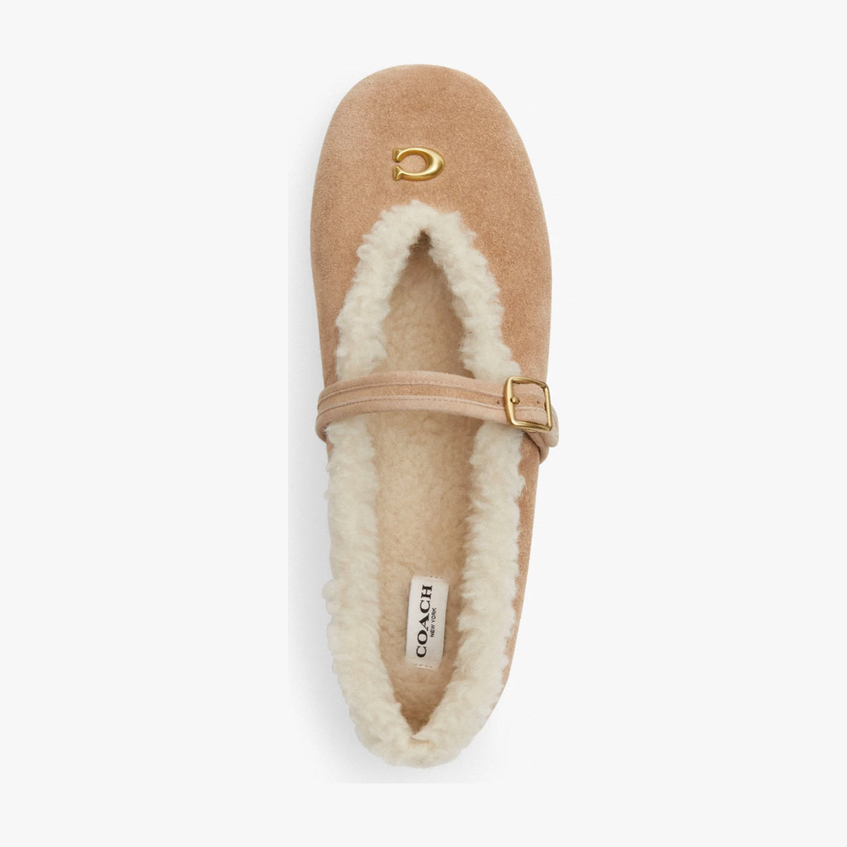 Coach Sculpted C Mary Jane In Shearling - Soft Beige