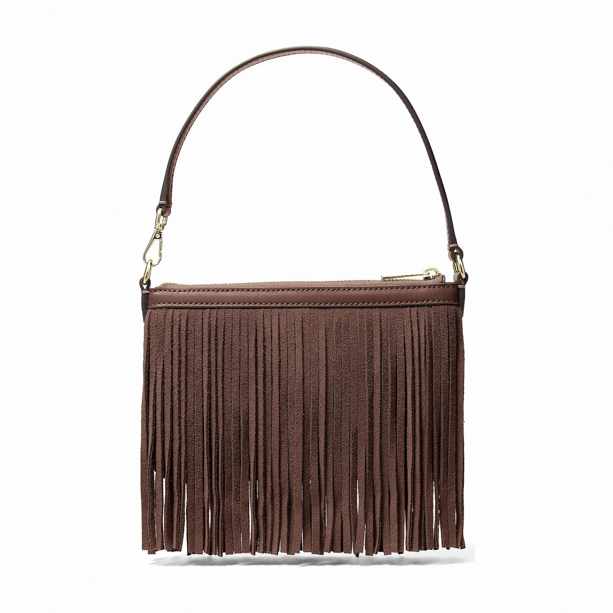Michael Kors Studded Fringed Microsuede Wristlet - NUTMEG