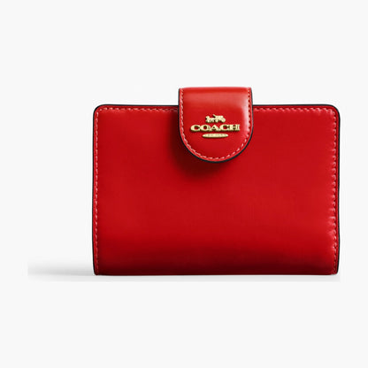 Coach Medium Corner Zip Wallet - Gold/Candy Apple