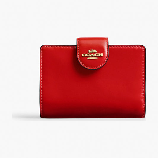 Coach Medium Corner Zip Wallet - Gold/Candy Apple