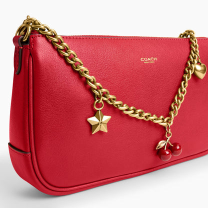Coach Plaza Bag With Charm Chain Strap - Brass/Scarlet