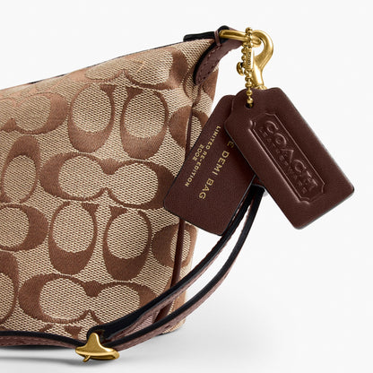 Coach Demi Bag In Signature Jacquard - Brass/Khaki Maple