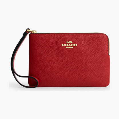 Coach Corner Zip Wristlet - Gold/Poppy