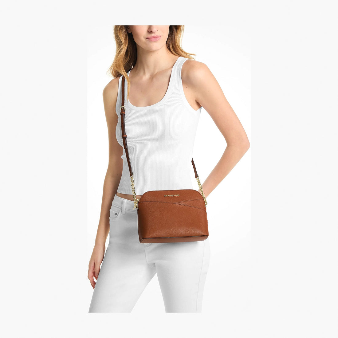 Michael Kors Jet Set Travel Medium Dome Crossbody Bag - LUGGAGE