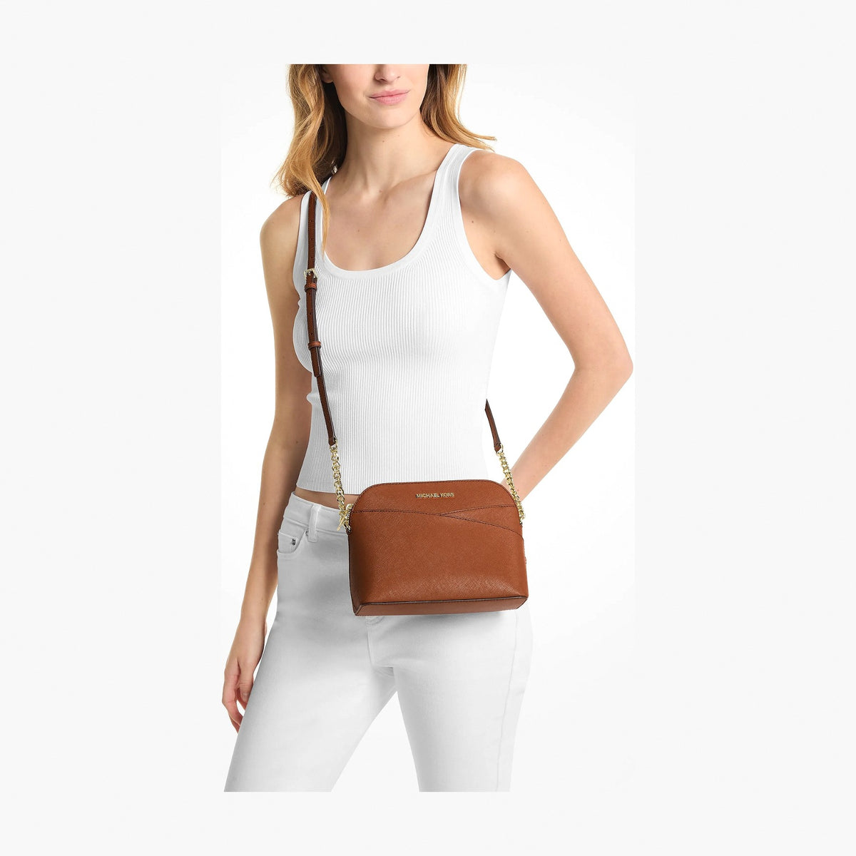 Michael Kors Jet Set Travel Medium Dome Crossbody Bag - LUGGAGE