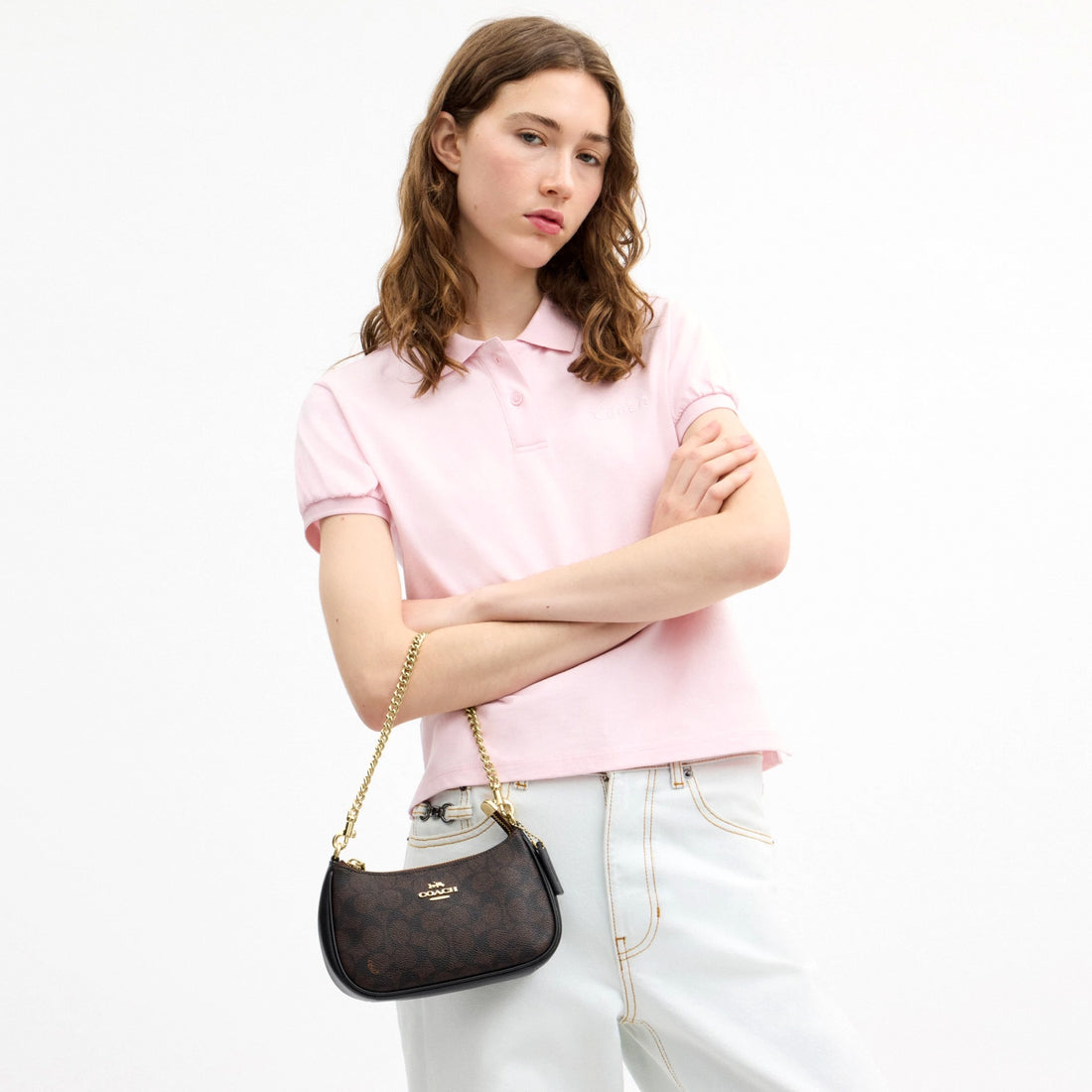 Coach Teri Mini Crossbody Bag In Signature Canvas - Gold/Walnut/Black