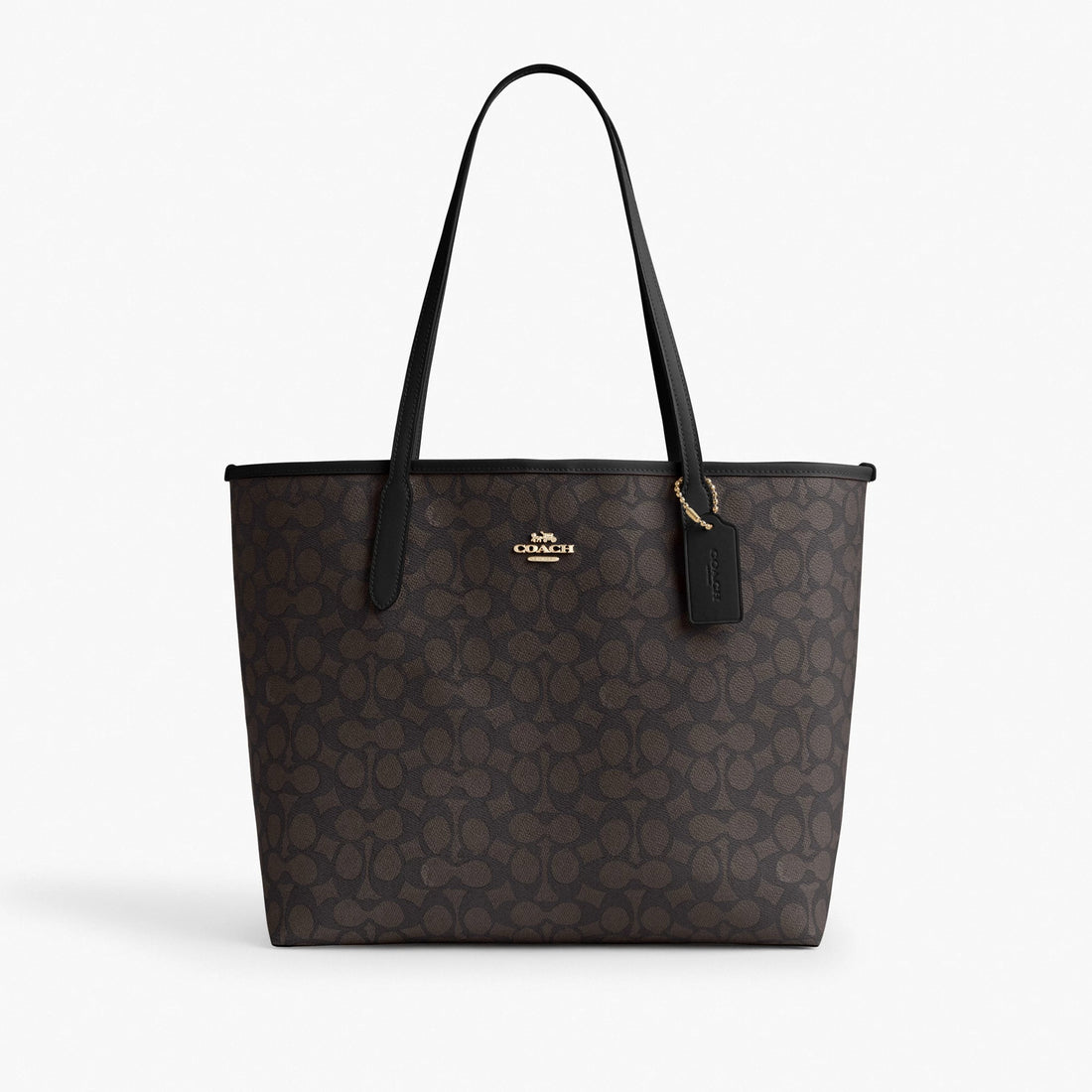 Coach City Tote Bag In Signature Canvas - Gold/Walnut/Black